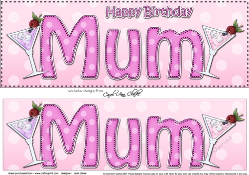 Large DL Happy Birthday MUM 3D decoupage