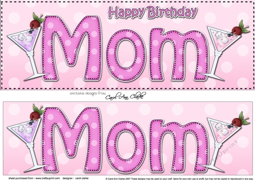 Large DL Happy Birthday MOM 3D decoupage