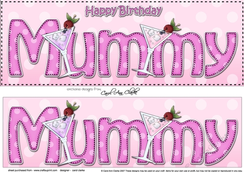 Large DL Happy Birthday MUMMY 3D decoupage