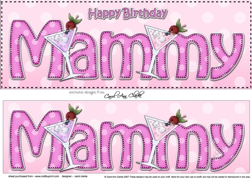 Large DL Happy Birthday MAMMY 3D decoupage