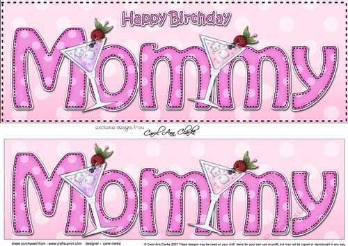 Large DL Happy Birthday MOMMY 3D decoupage