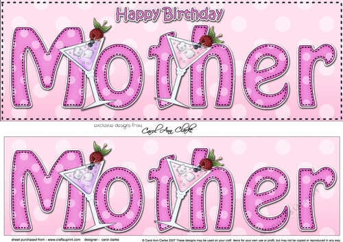 Large DL Happy Birthday MOTHER 3D decoupage