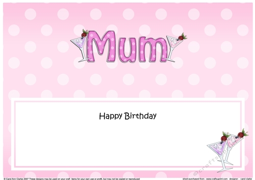 Large DL Happy Birthday MUM insert