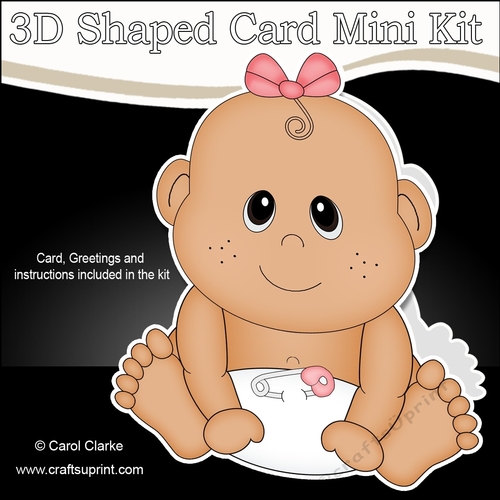 3D Shaped Card  Kit - Cute Little Ethnic Baby Girl Veena