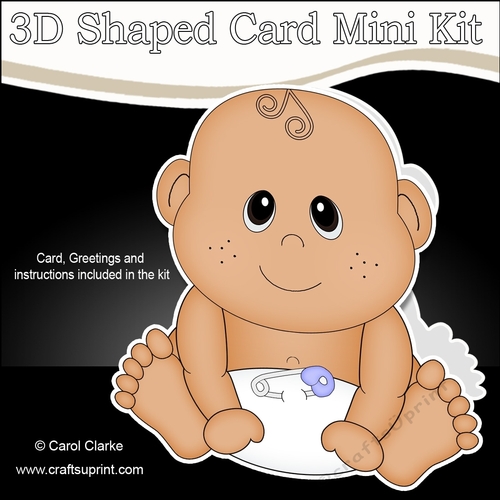 3D Shaped Card  Kit - Cute Little Ethnic Baby Boy Kareem