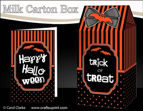 3D Halloween Spots & Stripes Milk Carton Treat Box