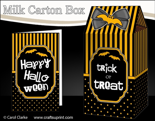 3D Halloween Spots & Stripes Milk Carton Treat Box