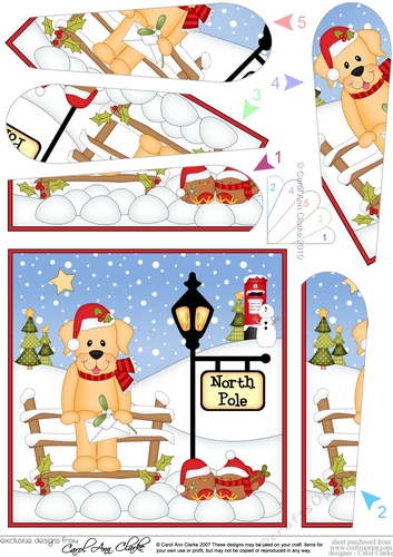 Christmas Golden Labrador Dog is at the North Pole Fan Pyramage Topper