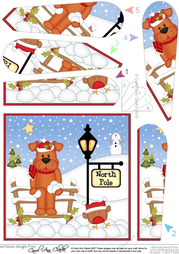 Christmas Rusty Dog is at the North Pole Fan Pyramage Topper