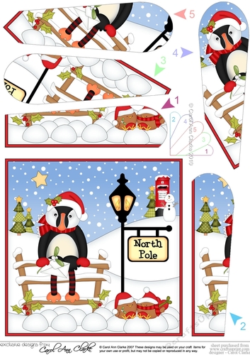 Christmas Puffin is at the North Pole Fan Pyramage Topper