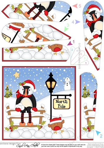 Christmas Puffin is at the North Pole Fan Pyramage Topper
