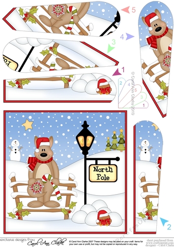 Christmas Kangaroo is at the North Pole Fan Pyramage Topper