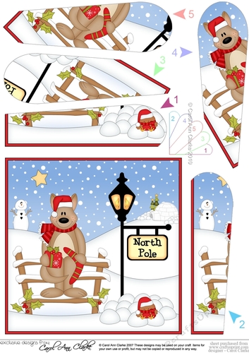 Christmas Kangaroo is at the North Pole Fan Pyramage Topper