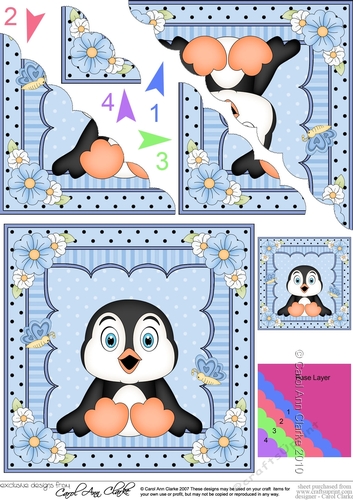 Cute Little Penguin Scalloped Corner Stacker