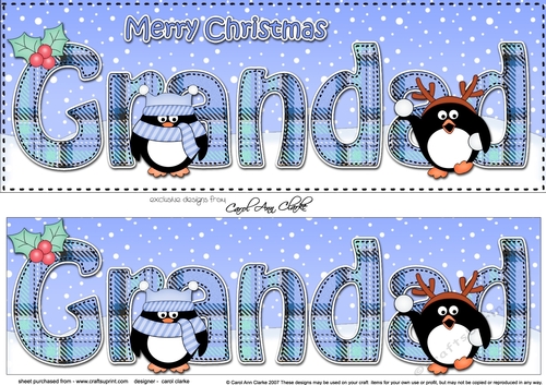 Large DL Merry Christmas GRANDAD 3D decoupage 