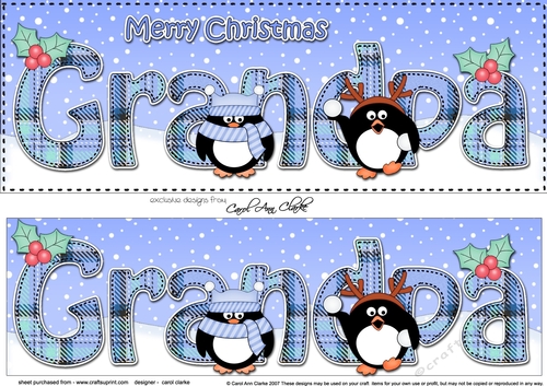 Large DL Merry Christmas GRANDPA 3D decoupage 