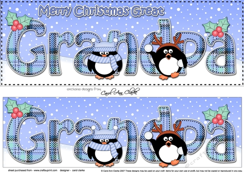 Large DL Merry Christmas GREAT GRANDPA 3D decoupage 