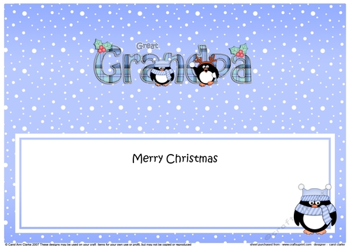 Large DL Merry Christmas GREAT GRANDPA insert