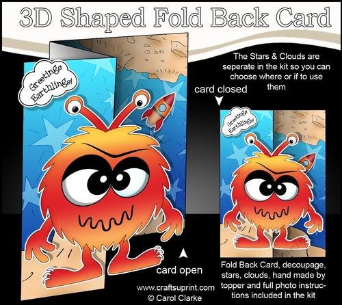 3D Shaped No-Hole Fold Back Mini Kit -  Cute Alien Wuhu