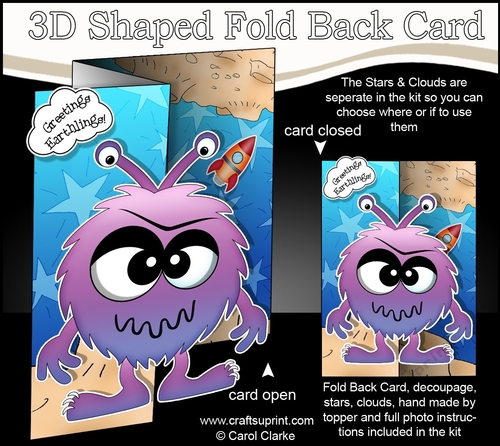 3D Shaped No-Hole Fold Back Mini Kit -  Cute Alien Hado
