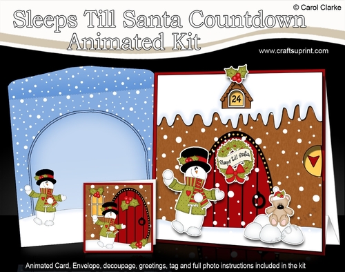 3D Animated Sleeps Till Santa Xmas Gingerbread House Card Kit - Snowman Rio Juggles Snowballs
