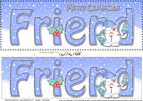 Large DL Merry Christmas FRIEND 3D decoupage 