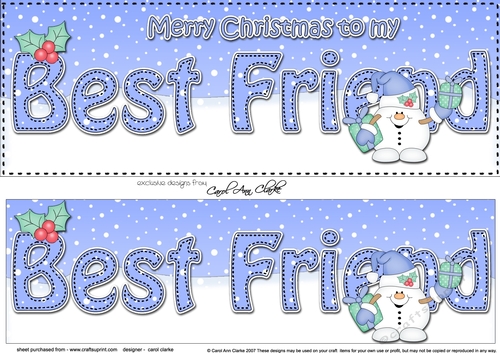 Large DL Merry Christmas BEST FRIEND 3D decoupage 
