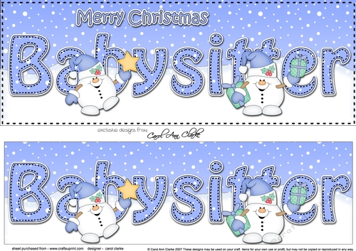 Large DL Merry Christmas BABYSITTER 3D decoupage 