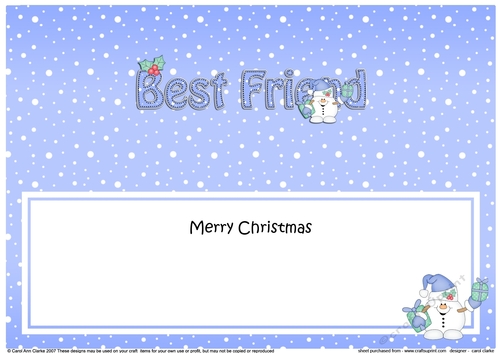Large DL Merry Christmas BEST FRIEND insert