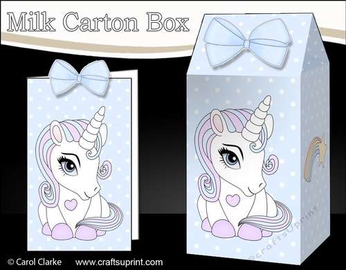 3D Milk Carton Treat Box - Cute Little Baby Unicorn Magic