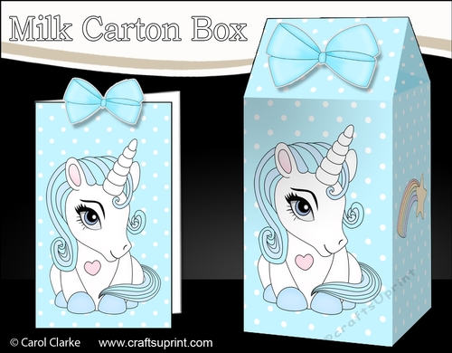 3D Milk Carton Treat Box - Cute Little Baby Unicorn Blueberry