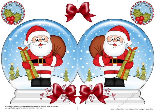 Christmas Snow Globe Shaped Card -  Santa has Presents