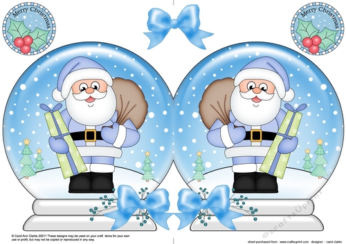 Christmas Snow Globe Shaped Card -  Santa has Presents