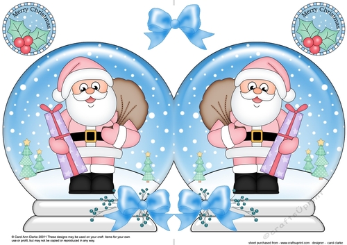 Christmas Snow Globe Shaped Card -  Santa has Presents