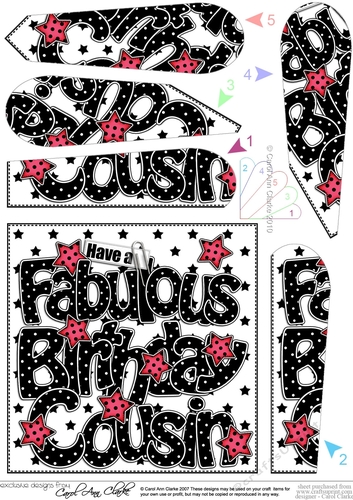 Have a Fabulous Birthday COUSIN Fan Pyramage Topper