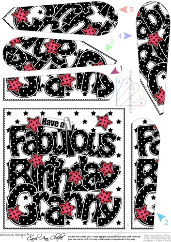 Have a Fabulous Birthday GRANNY Fan Pyramage Topper