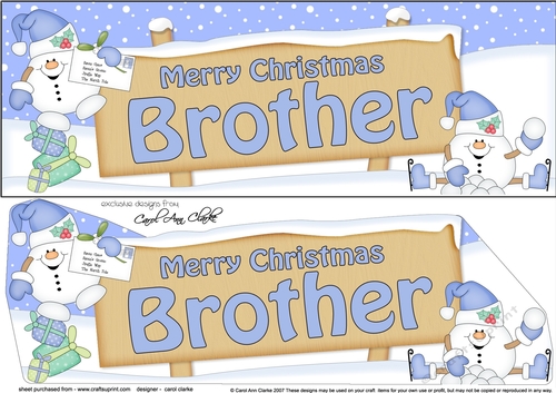 large DL Merry Christmas BROTHER with Snowball Sam 3D decoupage