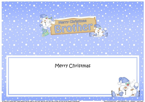 large DL Merry Christmas BROTHER with Snowball Sam insert