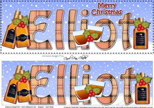 Large DL Merry Christmas ELLIOT 3D decoupage 
