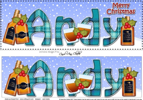 Large DL Merry Christmas ANDY 3D decoupage 
