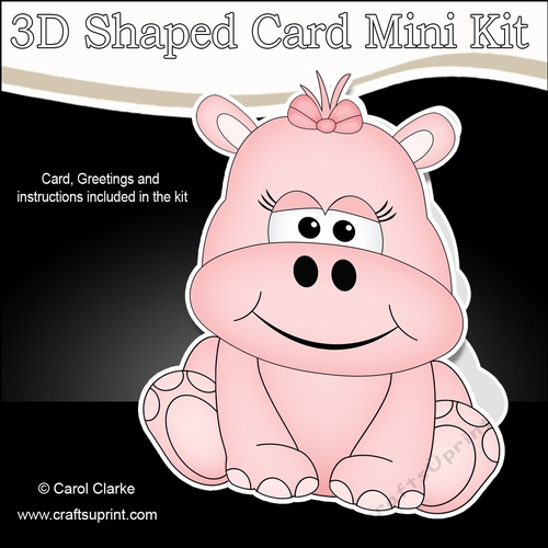 3D Shaped Card  Kit -  Cute Little Hilda Hippo