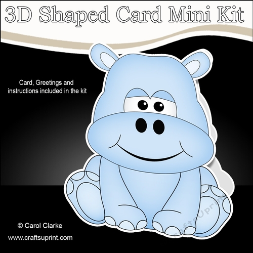 3D Shaped Card  Kit -  Cute Little Harold Hippo