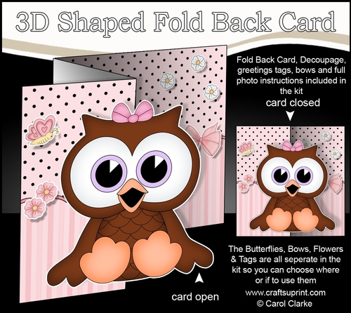 3D Shaped No-Hole Fold Back Mini Kit - Cute Little Olive Owl