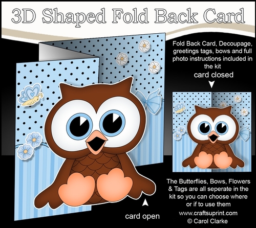 3D Shaped No-Hole Fold Back Mini Kit - Cute Little Orson Owl