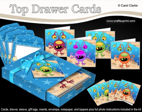 3D Top Drawer Cards Bumper Kit  -  Cute Aliens - Coeh, Zuth, Soep, Toej