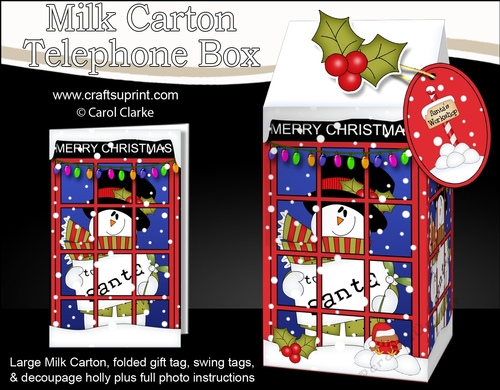 3D Christmas Phone Box Milk Carton Treat Box - Snowman Rio
