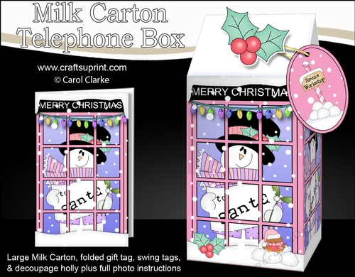 3D Christmas Phone Box Milk Carton Treat Box - Snowman Rio