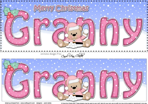 Large DL Merry Christmas GRANNY 3D decoupage 