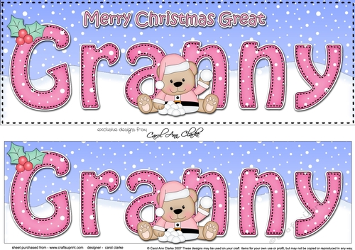 Large DL Merry Christmas GREAT GRANNY 3D decoupage 