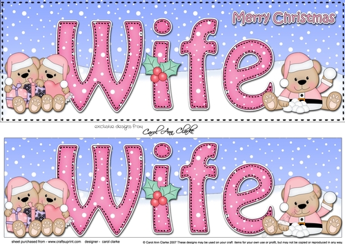 Large DL Merry Christmas WIFE 3D decoupage 